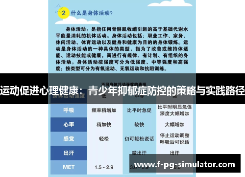 运动促进心理健康：青少年抑郁症防控的策略与实践路径